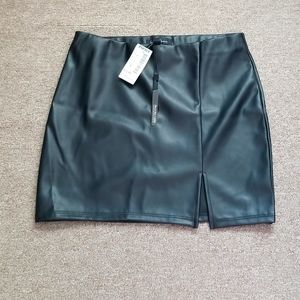 Papaya leather mini skirt